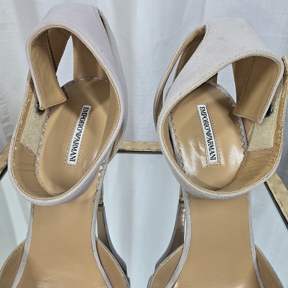 Emporio Armani Metallic Silver Leather Heels - Picture 10 of 15